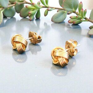 AVON Nina Ricci Vintage Gold-Tone Knot-Style Stud Earrings